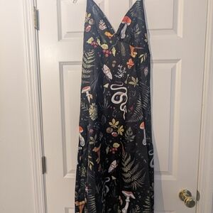 Black Nature Dress with Mushroom Design